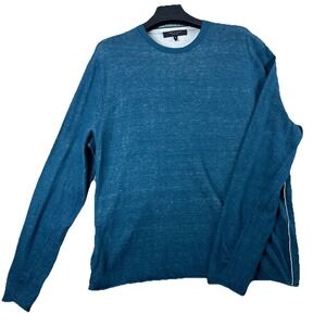 rag & bone Men's Blue‎ Teal Crewneck Sweater XL Cotton Wool Knit Raglan Pullover